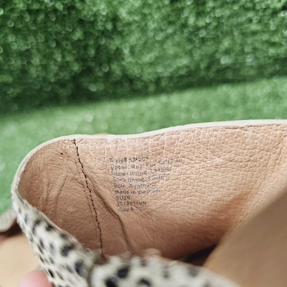 Madewell The Evelyn Calf Hair Wooden Slip On Slides Shoes Womens Size‎ 6.5
